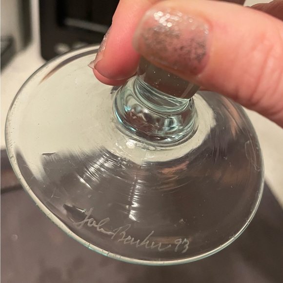 John Barber Rare Blown Glass Woman’s Breast Goblet Wine Glass signed - Picture 2 of 4